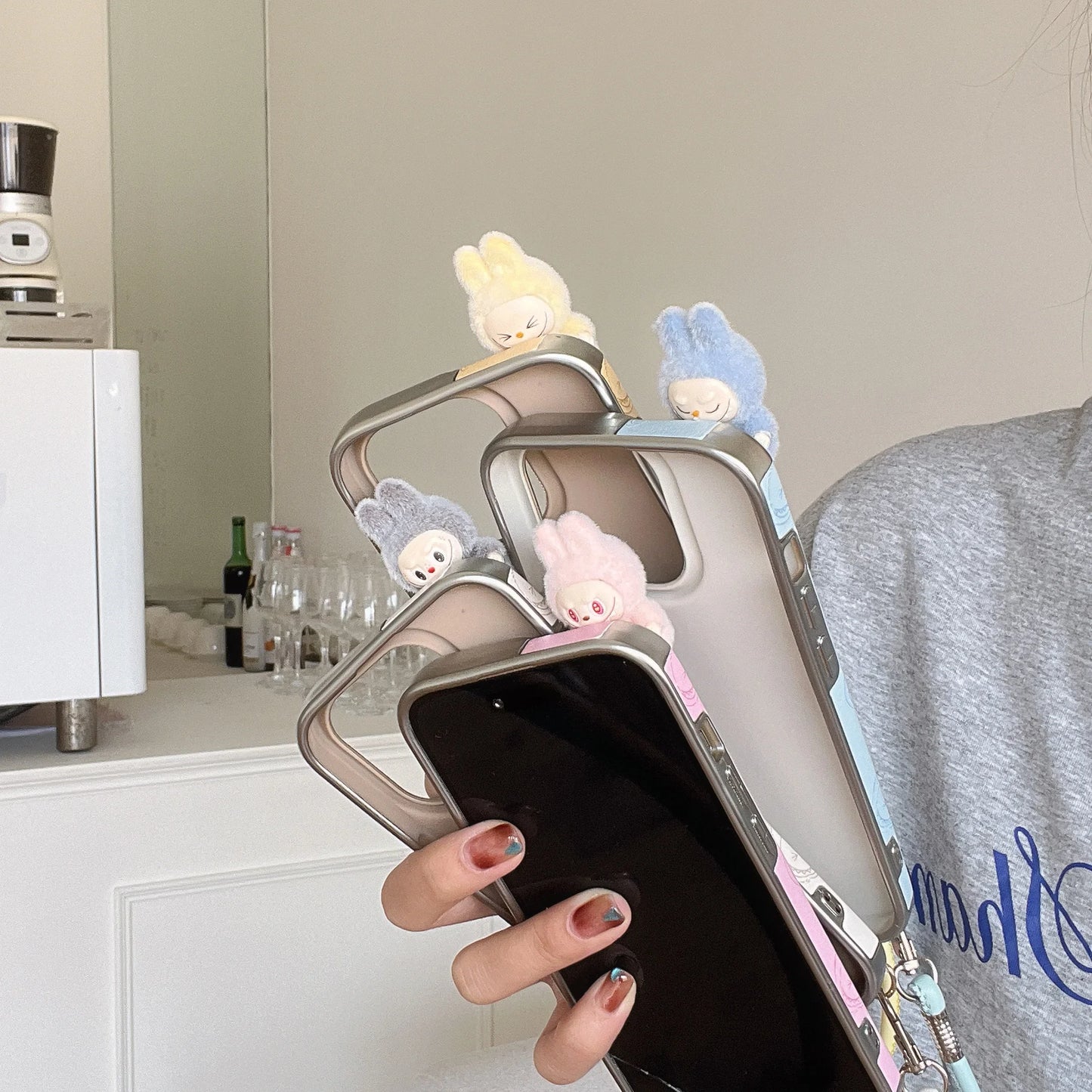 3D Cartoon Labubu Doll iPhone Case β Cute & Protective Cover for iPhone 11 to 16 Series