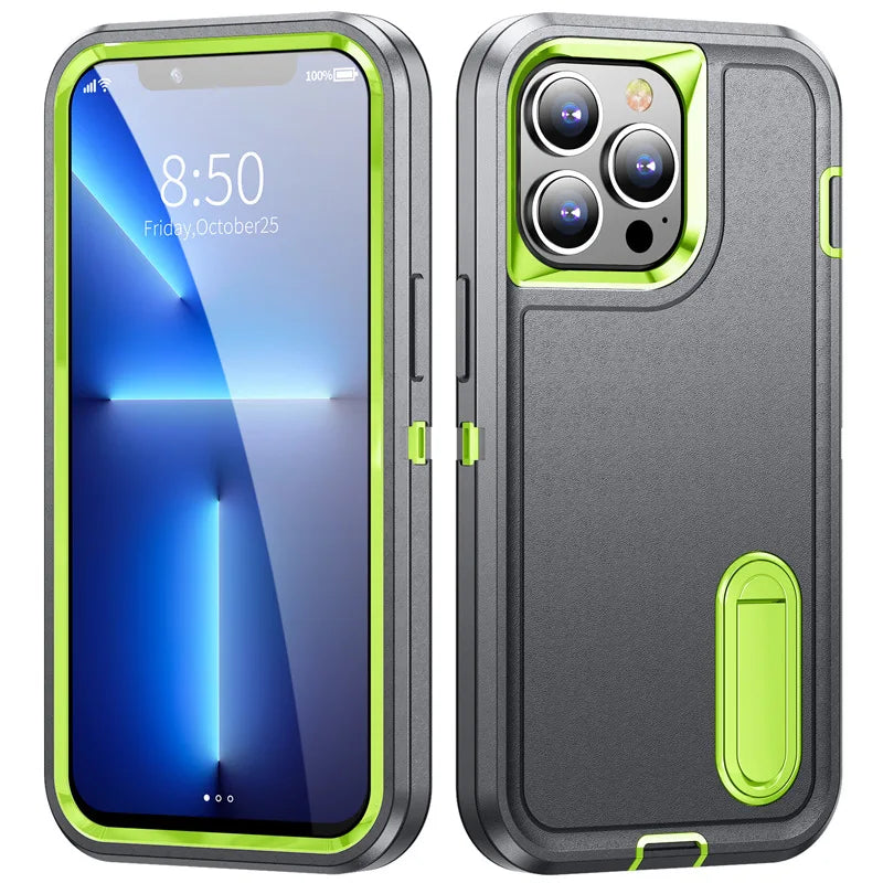Military-Grade Hybrid Defender iPhone Case β Kickstand Shockproof Cover for iPhone 6 to 16 Pro Max