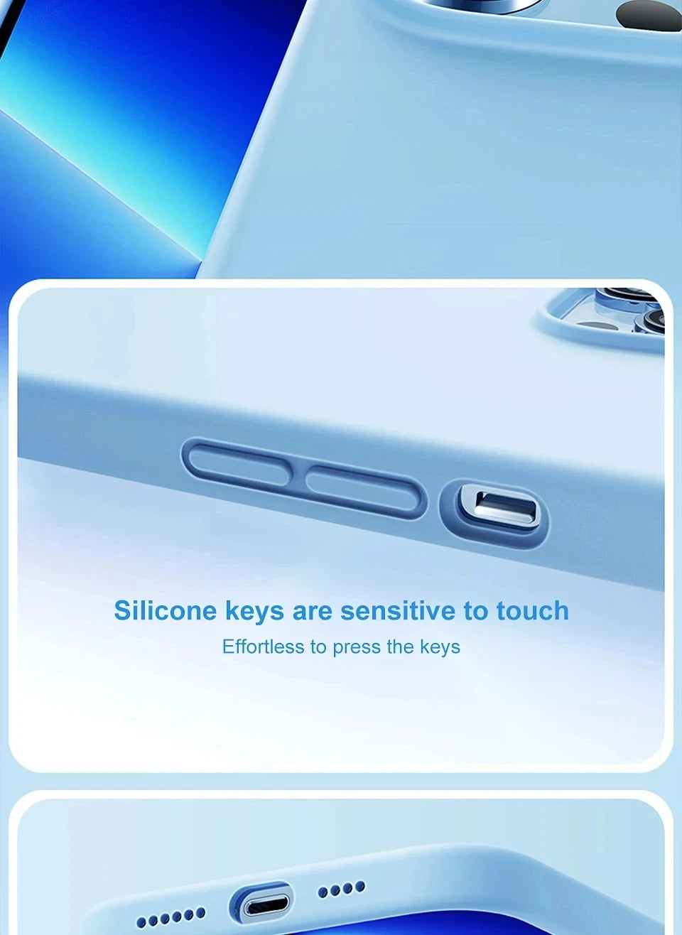 Liquid Silicone Shockproof Case for iPhone 11โ16 Pro Max