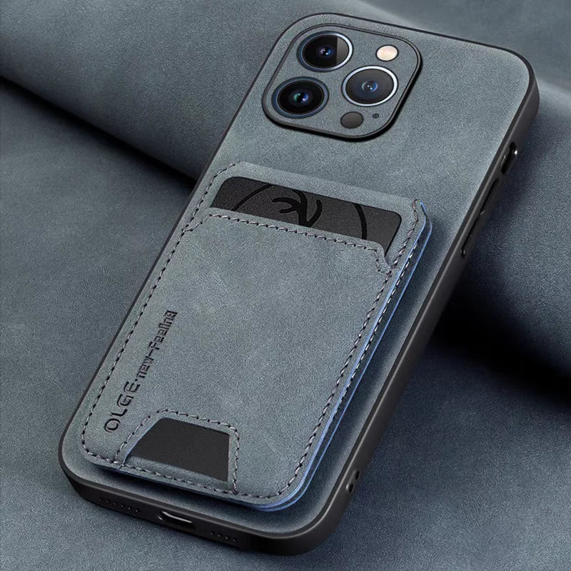 Luxury Faux Leather Wallet Case for iPhone 11–16 Pro Max