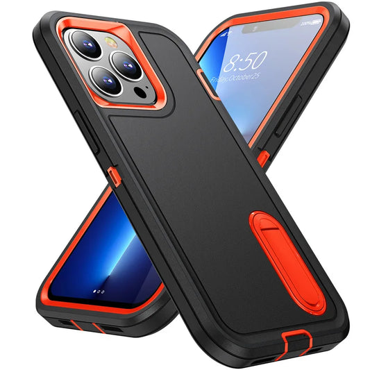 Military-Grade Hybrid Defender iPhone Case – Kickstand Shockproof Cover for iPhone 6 to 16 Pro Max