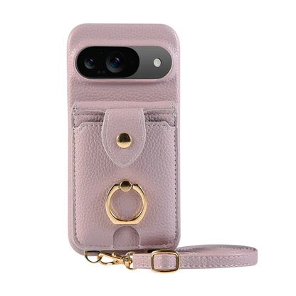 Crossbody Ring Stand Mirror Wallet Phone Case for Google Pixel 9/8/7/6 – Card Holder & Leather Protective Cover
