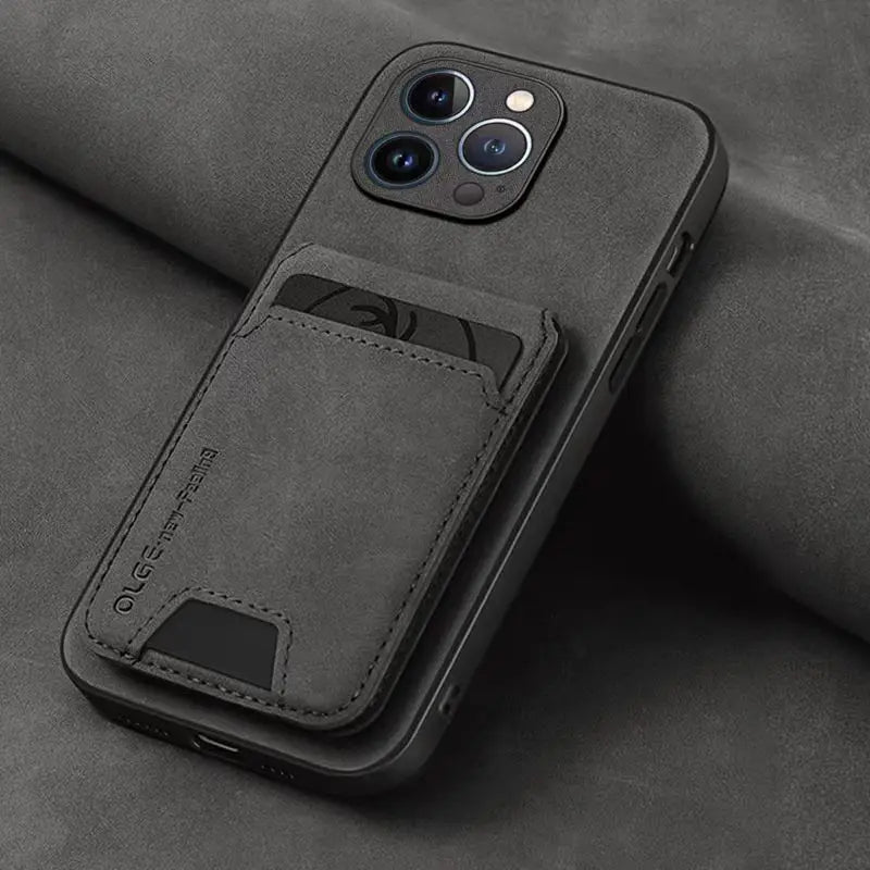 Luxury Faux Leather Wallet Case for iPhone 11–16 Pro Max