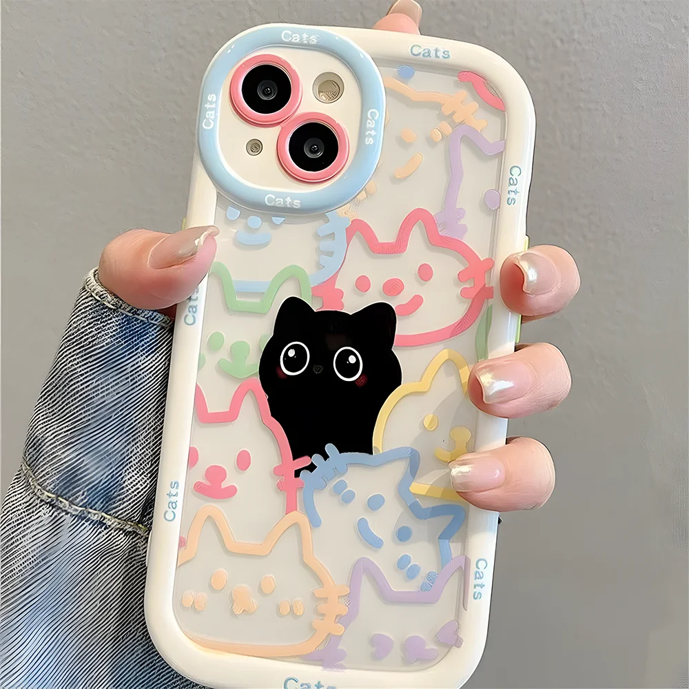 Cute Cat Animal Silicone Phone Case – Soft Cover for iPhone 7 to 16 Pro Max (SE, XR, XS, 13/14/15/16)