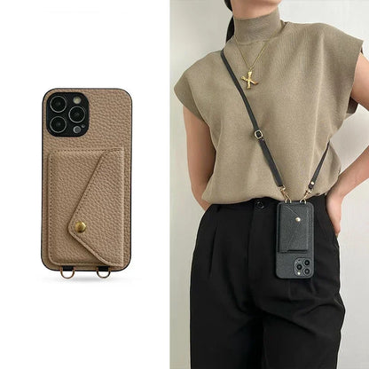Crossbody Wallet Phone Case for iPhone – Card Holder + Lanyard Strap