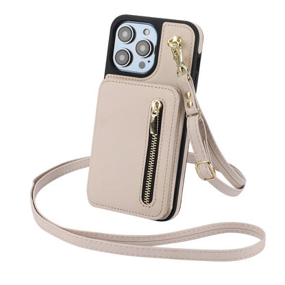Zipper Crossbody Wallet Case for iPhone – Card Holder, Lanyard Strap, and Secure Zipper Pocket