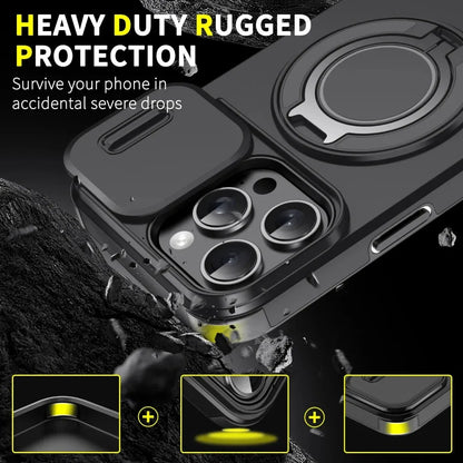 Luxury Rugged Armor Magnetic Case with Slide Camera Cover for iPhone 16–11 Pro Max