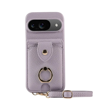 Crossbody Ring Stand Mirror Wallet Phone Case for Google Pixel 9/8/7/6 – Card Holder & Leather Protective Cover