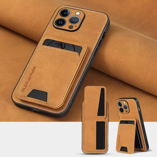 Luxury Faux Leather Wallet Case for iPhone 11–16 Pro Max