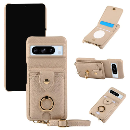 Crossbody Ring Stand Mirror Wallet Phone Case for Google Pixel 9/8/7/6 – Card Holder & Leather Protective Cover