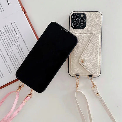Crossbody Wallet Phone Case for iPhone – Card Holder + Lanyard Strap