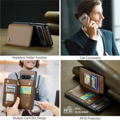 EUcagr™ Luxury Magnetic Wallet PU Leather Case for Google Pixel 9/8/7 Series – Card Holder & Pocket Cover