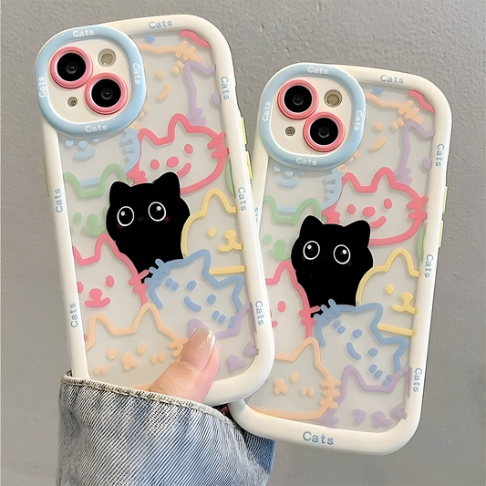 Cute Cat Animal Silicone Phone Case – Soft Cover for iPhone 7 to 16 Pro Max (SE, XR, XS, 13/14/15/16)