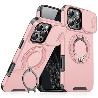 Luxury Rugged Armor Magnetic Case with Slide Camera Cover for iPhone 16–11 Pro Max