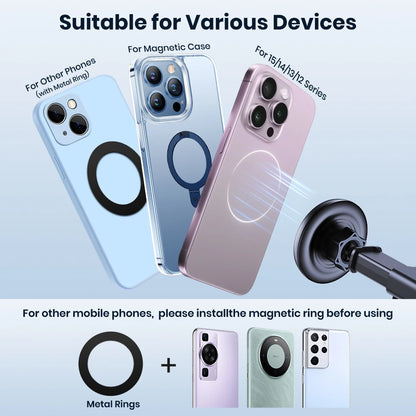 TOPK MagSafe Magnetic Car Phone Holder – Strong Suction, Adjustable Long Arm (Dashboard & Windshield)