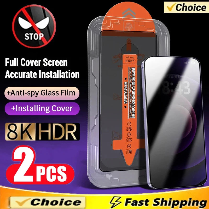 Dust-Free Privacy Screen Protector for iPhone – Anti-Spy Glass for 11 to 16 Pro Max / Mini