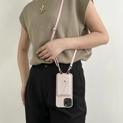 Crossbody Wallet Phone Case for iPhone – Card Holder + Lanyard Strap