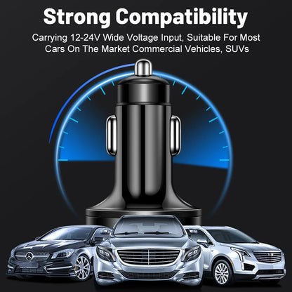 100W 6-Port Fast Car Charger with USB-C PD & QC3.0 | Multi-Device Car Adapter for iPhone, Samsung & More