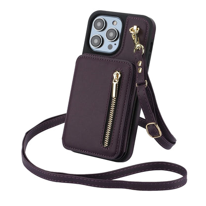 Zipper Crossbody Wallet Case for iPhone – Card Holder, Lanyard Strap, and Secure Zipper Pocket