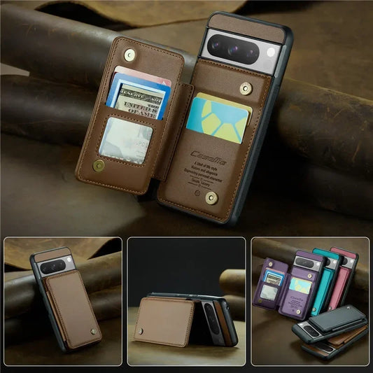 EUcagr™ Luxury Magnetic Wallet PU Leather Case for Google Pixel 9/8/7 Series – Card Holder & Pocket Cover