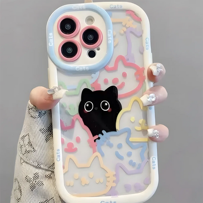 Cute Cat Animal Silicone Phone Case – Soft Cover for iPhone 7 to 16 Pro Max (SE, XR, XS, 13/14/15/16)