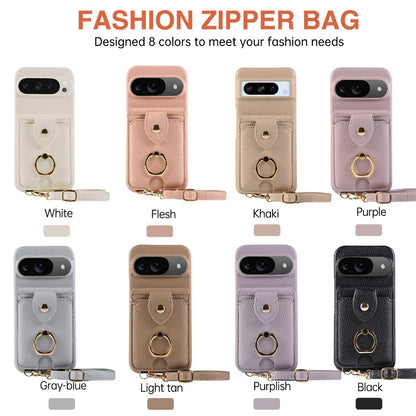 Crossbody Ring Stand Mirror Wallet Phone Case for Google Pixel 9/8/7/6 – Card Holder & Leather Protective Cover