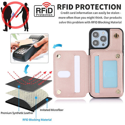 Zipper Crossbody Wallet Case for iPhone – Card Holder, Lanyard Strap, and Secure Zipper Pocket
