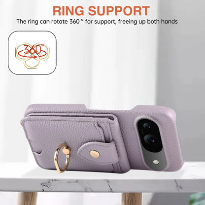 Crossbody Ring Stand Mirror Wallet Phone Case for Google Pixel 9/8/7/6 – Card Holder & Leather Protective Cover