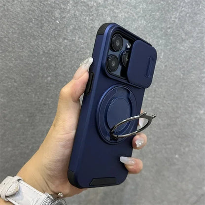 Luxury Rugged Armor Magnetic Case with Slide Camera Cover for iPhone 16–11 Pro Max