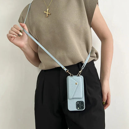 Crossbody Wallet Phone Case for iPhone – Card Holder + Lanyard Strap
