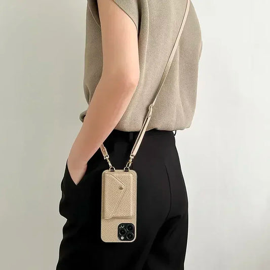 Crossbody Wallet Phone Case for iPhone – Card Holder + Lanyard Strap