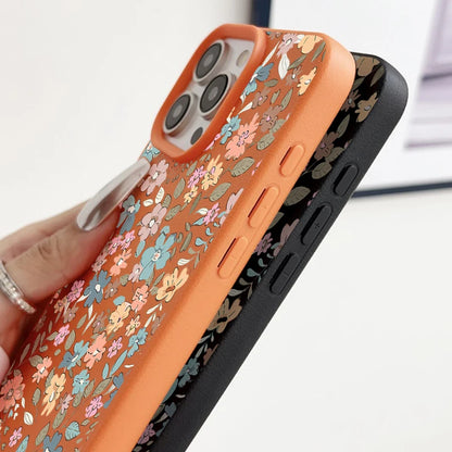 Floral Leather Texture iPhone Case – Shockproof Soft Candy Cover