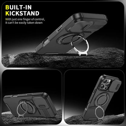Luxury Rugged Armor Magnetic Case with Slide Camera Cover for iPhone 16–11 Pro Max