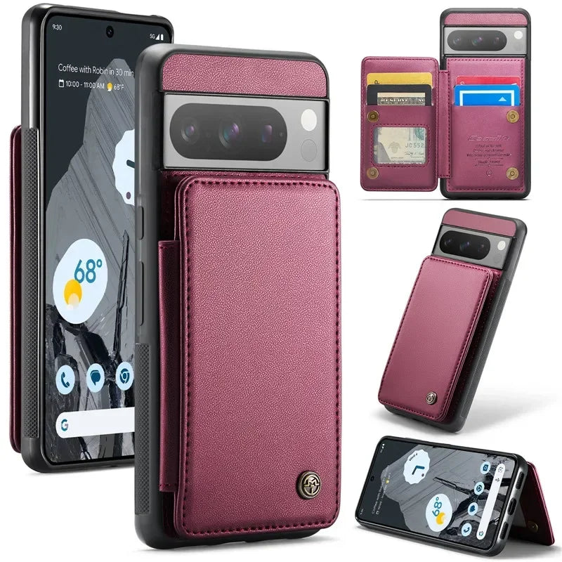 EUcagr™ Luxury Magnetic Wallet PU Leather Case for Google Pixel 9/8/7 Series – Card Holder & Pocket Cover