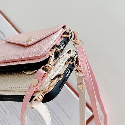 Crossbody Wallet Phone Case for iPhone – Card Holder + Lanyard Strap