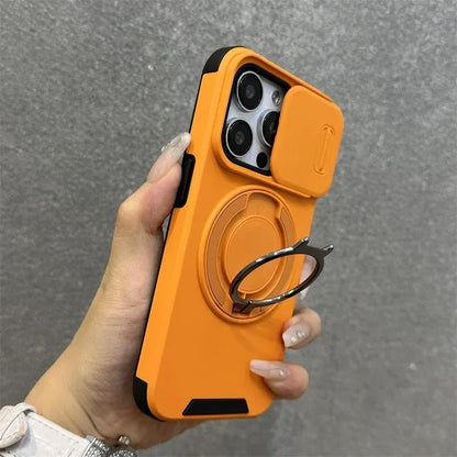 Luxury Rugged Armor Magnetic Case with Slide Camera Cover for iPhone 16–11 Pro Max