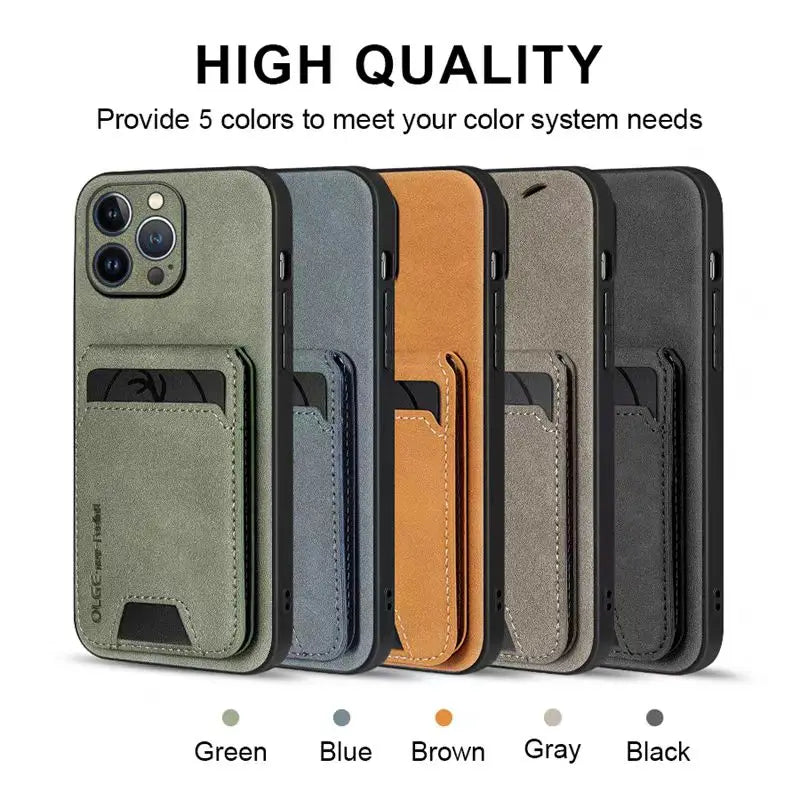 Luxury Faux Leather Wallet Case for iPhone 11–16 Pro Max