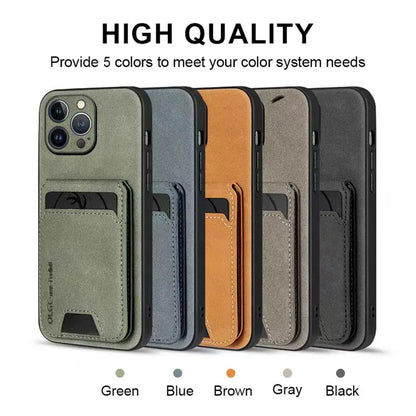 Luxury Faux Leather Wallet Case for iPhone 11–16 Pro Max