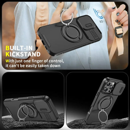 Luxury Rugged Armor Magnetic Case with Slide Camera Cover for iPhone 16–11 Pro Max