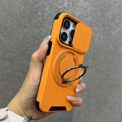 Luxury Rugged Armor Magnetic Case with Slide Camera Cover for iPhone 16–11 Pro Max