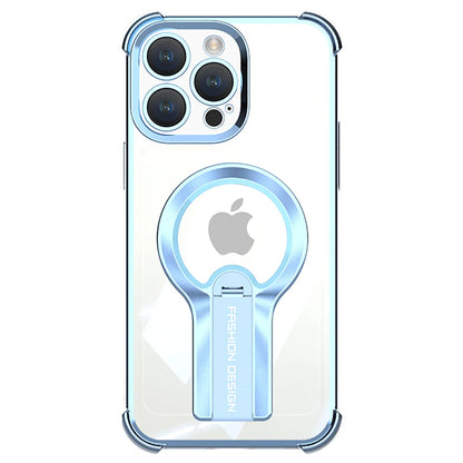 Luxury Transparent Magnetic Armor iPhone Case with Hidden Folding Stand – Shockproof Back Cover for iPhone 11 to 16 Pro Max
