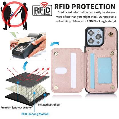 Zipper Crossbody Wallet Case for iPhone – Card Holder, Lanyard Strap, and Secure Zipper Pocket