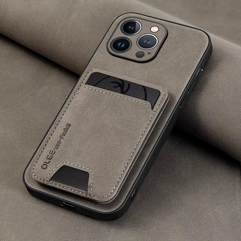 Luxury Faux Leather Wallet Case for iPhone 11–16 Pro Max