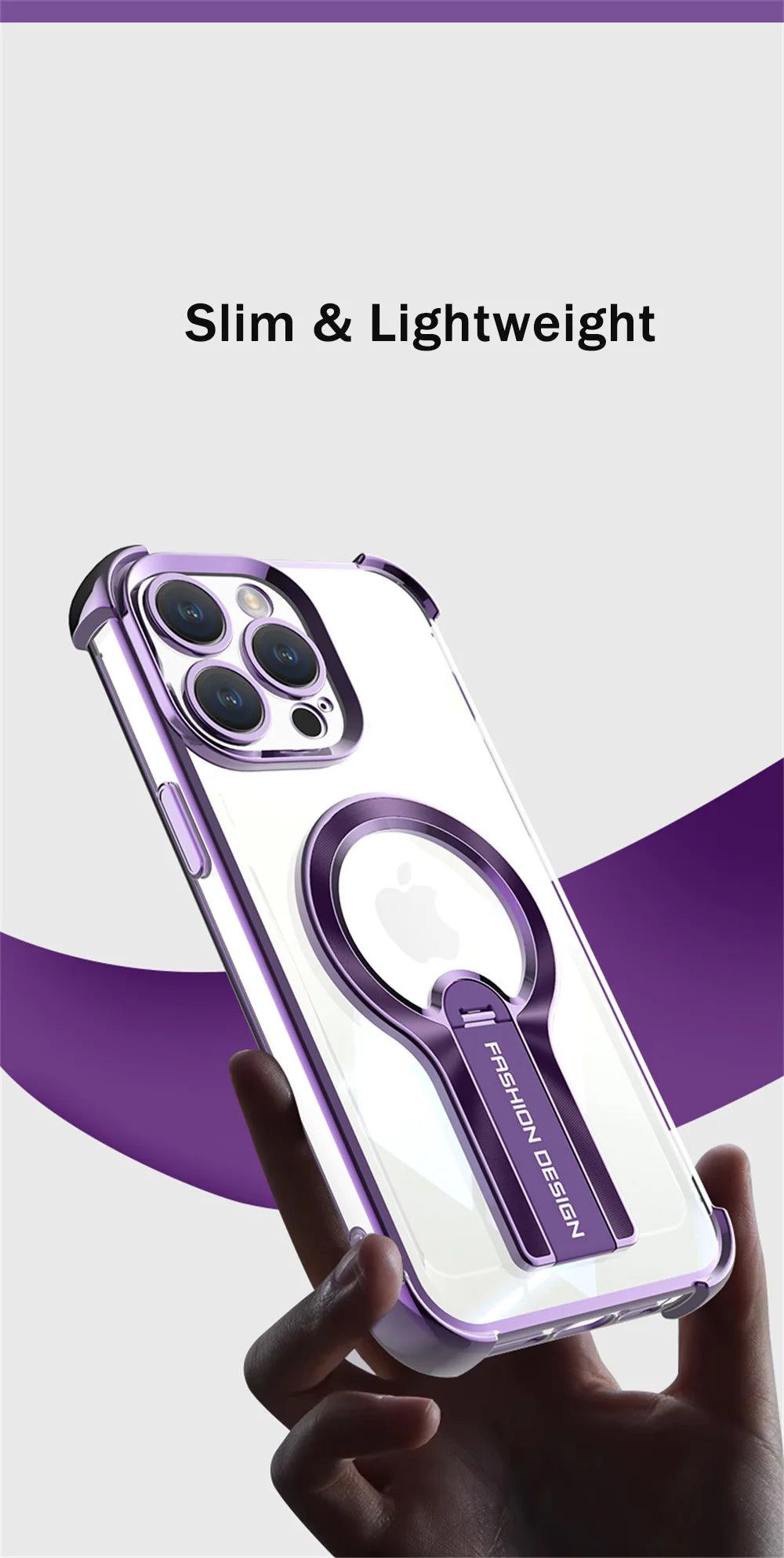 Luxury Transparent Magnetic Armor iPhone Case with Hidden Folding Stand – Shockproof Back Cover for iPhone 11 to 16 Pro Max