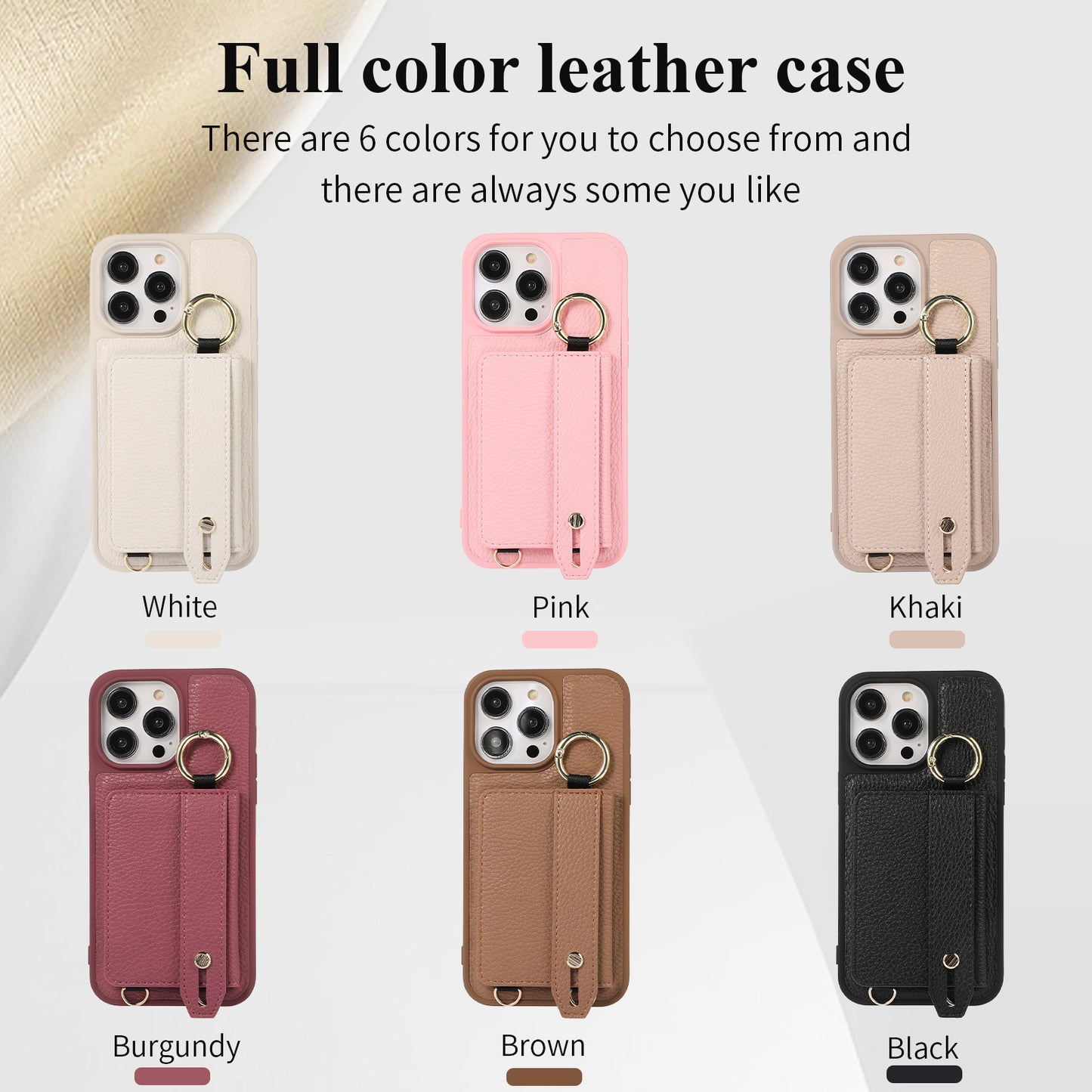 Wristband Wallet Crossbody Leather iPhone Case – Ring Holder & Card Slot Cover for iPhone 11 to 16 Pro Max